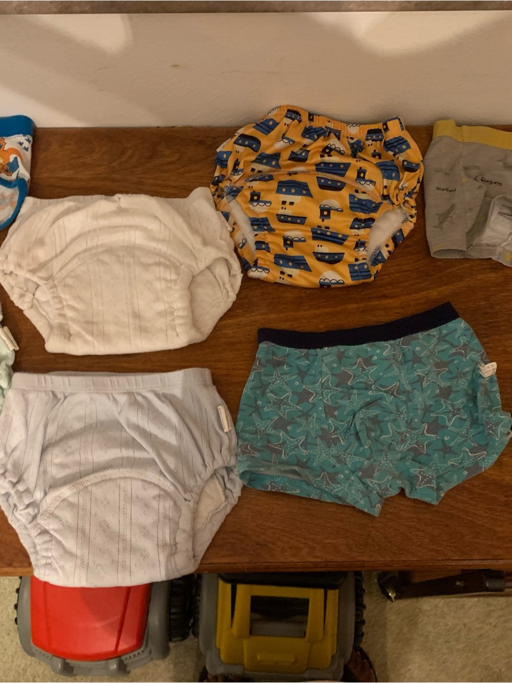 Trukfit Yellow Boat Print Swim Diaper & Teal Starfish Training Shorts